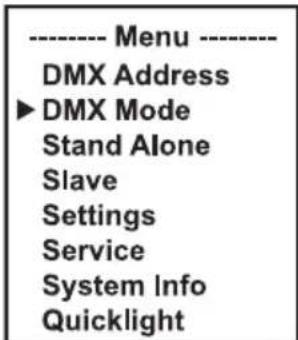 Cameo AZOR SP2 - SETTING THE DMX OPERATING MODE (DMX Mode) - 1