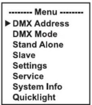 Cameo AZOR SP2 - AJUSTE DE LA DIRECCIÓN INICIAL DMX (DMX Address) - 1