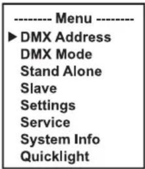 Cameo AZOR SP2 - USTAWIANIE ADRESU STARTOWEGO DMX (DMX Address) - 1