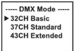 Cameo AZOR SP2 - RÉGLAGE DU MODE DE FONCTIONNEMENT DMX (DMX Mode) - 2
