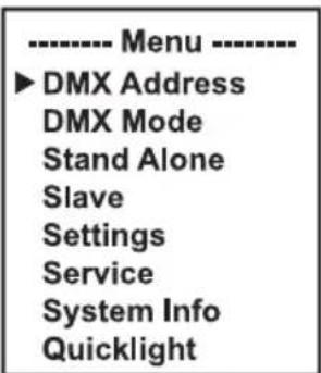 Cameo AZOR SP2 - IMPOSTAZIONE DELL'INDIRIZZO DI AVVIO (DMX Address) - 1
