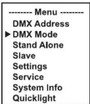 Cameo AZOR SP2 - IMPOSTAZIONE DELLA MODALITÀ DMX (DMX Mode) - 1