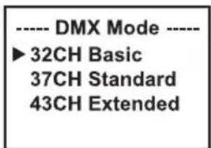 Cameo AZOR SP2 - IMPOSTAZIONE DELLA MODALITÀ DMX (DMX Mode) - 2