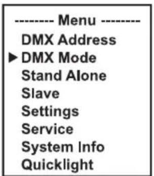 Cameo AZOR SP2 - AJUSTE DEL MODO DMX (DMX Mode) - 1