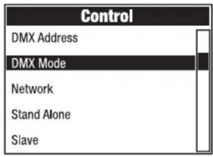 Cameo OTOS W6 - USTAWIANIE TRYBU PRACY DMX (DMX Mode) - 1