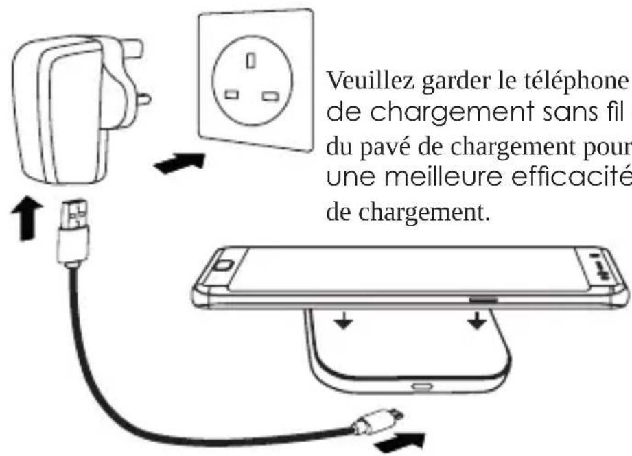 Veuillez garder le téléphone de chargement sans fil du pavé de chargement pour une meilleure efficacité de chargement.