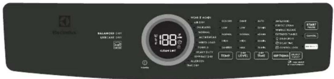 ELECTROLUX ELFE7738AW - Setting chart - 600 series dryer - 2