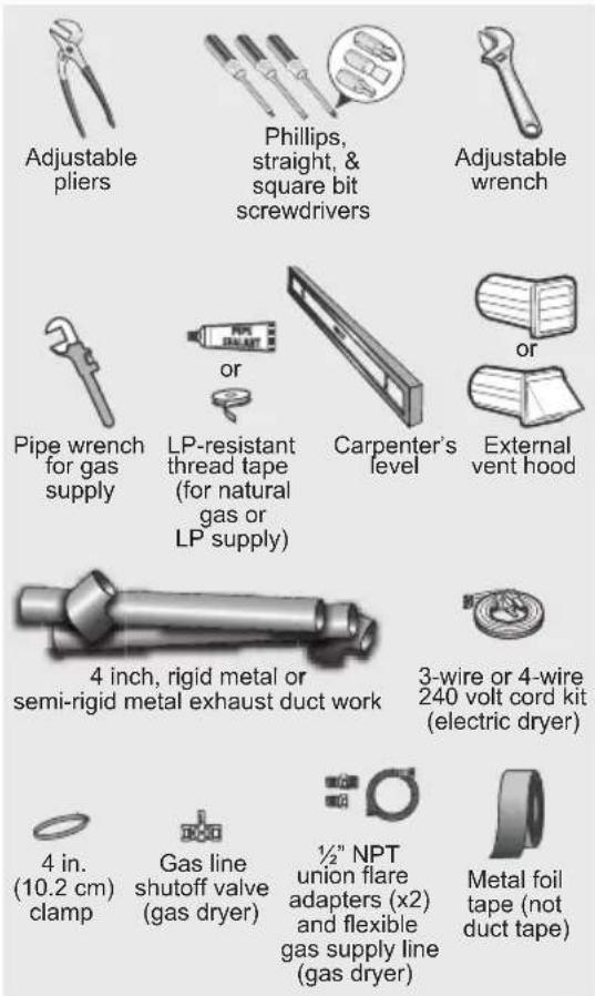 ELECTROLUX ELFG7738AW - Tools and materials needed for installation: - 1