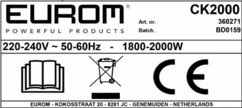 Eurom CK2000 - Identifizierung - 1