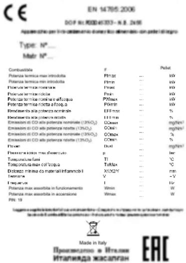 Palazzetti Ecofire Tiffany Idro - Typenschild - 1