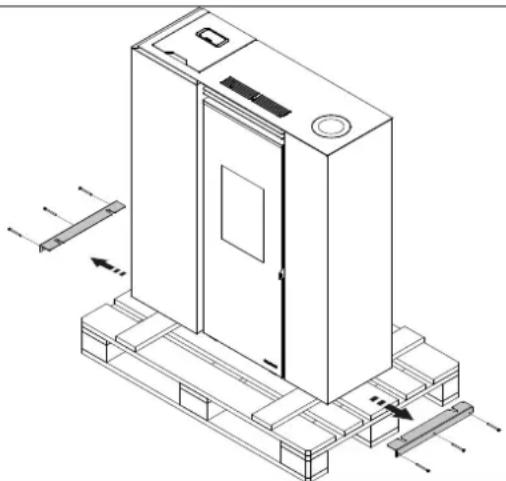 Palazzetti Ecofire Tiffany Idro - Rimozione dalla paletta di trasporto - 1