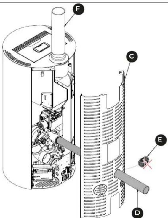 Palazzetti Ecofire Flo 6 - Single-wall pipe and air intake in room - 4