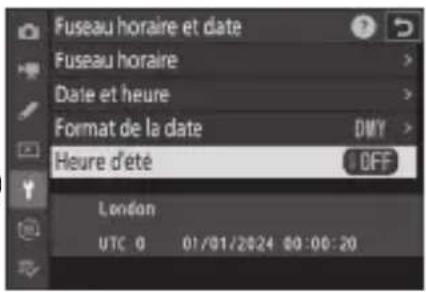 Fuseau horaire et date Fuseau horaire Date et heure Format de la date DMY Heure d'été OFF London UTC 0 01/01/2024 00:00:20