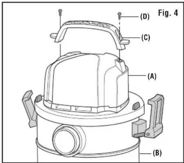 RIDGID HDAV0500 - CARRY HANDLE/POWER CORD WRAP ASSEMBLY (Fig. 4) - 1