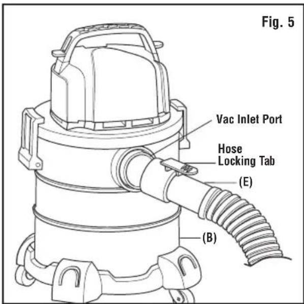 RIDGID HDAV0500 - ATTACHING AND REMOVING VACUUM HOSE (Fig. 5) - 1