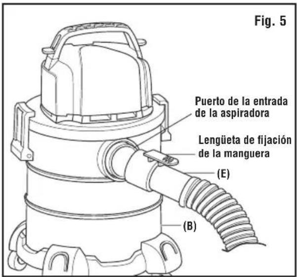 RIDGID HDAV0500 - INSTALACIÓN Y REMOCIÓN DE LA MANGUERA DE ASPIRACIÓN (Fig. 5) - 1