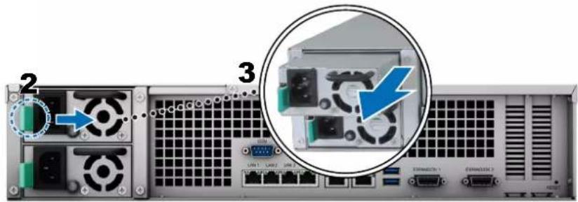 SYNOLOGY RackStation RS3621xs+ - Remplacement d'un bloc d'alimentation - 1