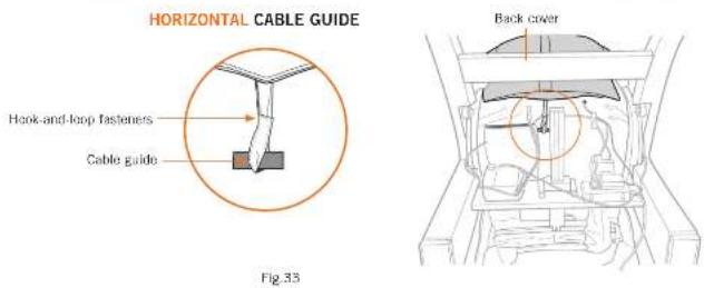HORIZONTAL CABLE GUIDE Hook-and-loop fasteners Cable guide Back cover Fig. 33