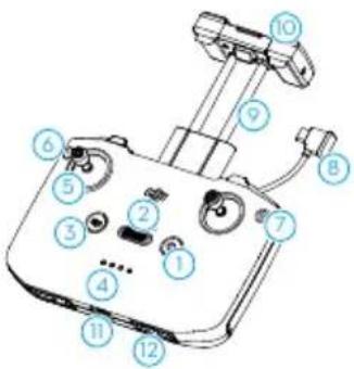 Schéma étiqueté d'un appareil portable avec des composants numérotés pour identification