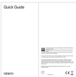 Scanned document section showing Quick Guide and Oppo branding with company information and certification marks.