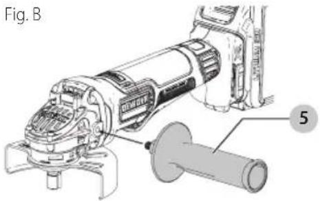 DEWALT DCG415B - Conexión del Mango Auxiliar (Fig. B) - 1