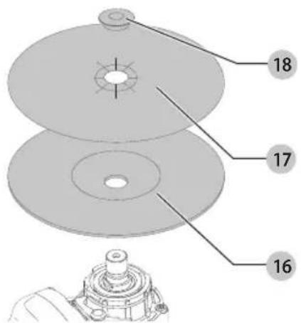 DEWALT DCG415B - Installation de tampons de soutien de ponçage (Fig. A, F) - 1