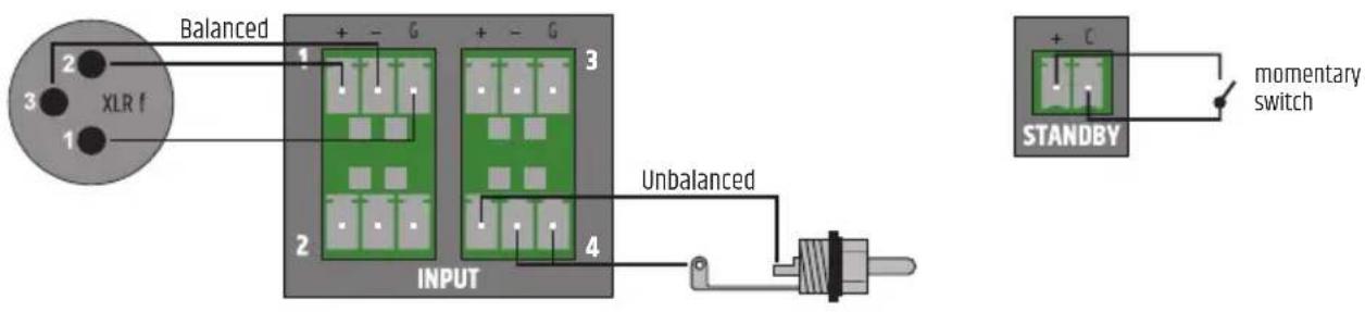 LD Systems AMP 405 - TERMINAL BLOCK CONNECTIONS - 1
