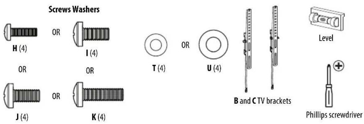 Best Buy BE-TVLTLC - STEP 3 - Option 1: Attach hardware to a flat back TV You'll need - 1
