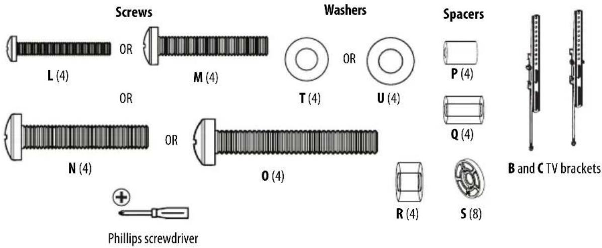 Best Buy BE-TVLTLC - STEP 3 - Option 2: Attach hardware to an irregular or obstructed back TV - 1