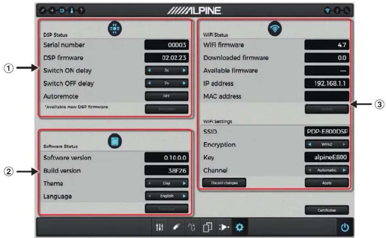 ALPINE PDP-E800DSP - Onglet de réglage des applications - 1
