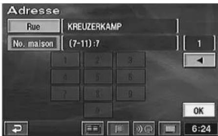Adresse Rue [KREUZERKAMP] No. maison (7-11):7 1 2 3 4 5 6 7 8 9 OK 6:24