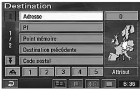 Destination Adresse PI Point mémoire Destination précédente Code postal 1 2 3 4 5 Attribut 6:36