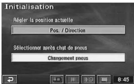 Initialisation Régler la position actuelle Pos. / Direction Sélectionner après chat de pneus Changement pneus 8:45