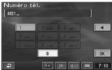 Numéro tél. [ 4921_ ] 1 2 ABC 3 DEF 6 PM 8 PM 9 MHz 7 POS 10 TIP 11 MHz 0 OK 7:10