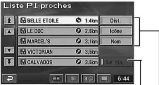 Liste PI proches BELLE ETOILE 1.4km Dist. LE DOC 2.6km Icone MARCEL'S 3.1km Nom VICTORIAN 3.5km CALVADOS 3.6km Sur Itin. 6:44