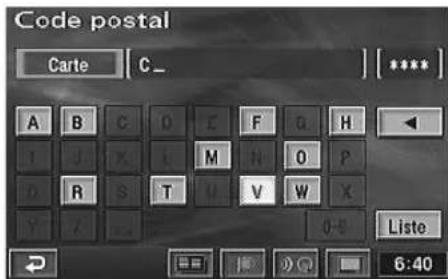 ALPINE NVD-Z003 - Recherche d'une destination à partir du code postal - 4
