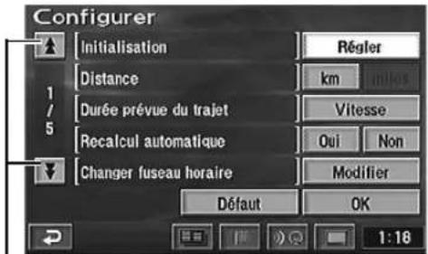 Configurer Initialisation Régler Distance km mulos Durée prévue du trajet Vitesse Recalcul automatique Oui Non Changer fuseau horaire Modifier Défaut OK 1:18