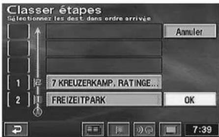 Classer étapes Sélectionnez les dest dans ordre arrivée Annuler 1 2 7 KREUZERKAMP, RATINGE... FREIZEITPARK OK 7:39