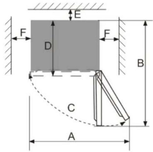 BRANDT BFC8570NX - Space required - 2