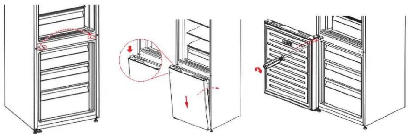 BRANDT BFC8052SX - Inversión del sentido de apertura de las puertas - 5