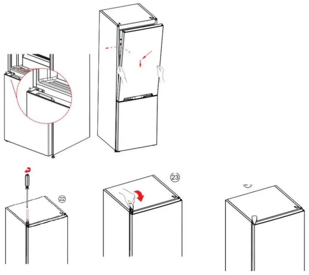 BRANDT BFC8052SW - Reversing the opening direction of the doors - 11