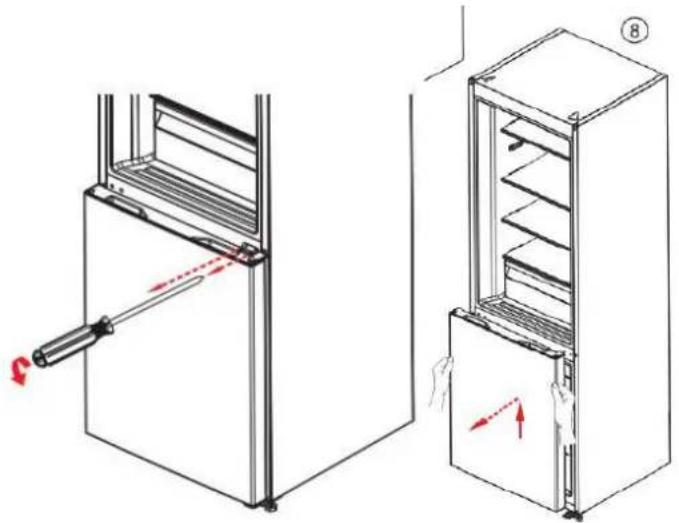 BRANDT BFC8052SW - Inversión del sentido de apertura de las puertas - 4