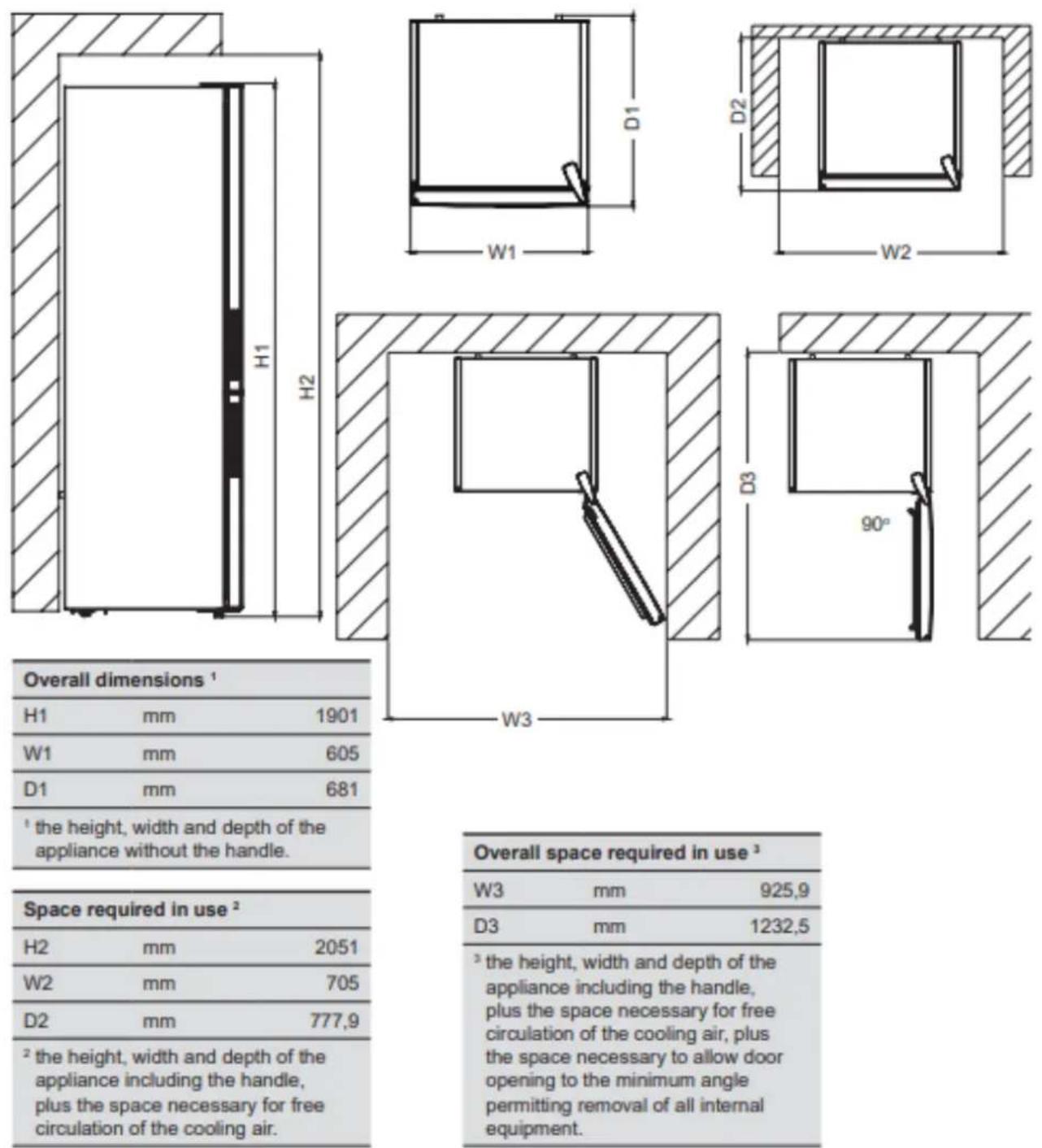 BRANDT BVC8661NR - Space required - 1