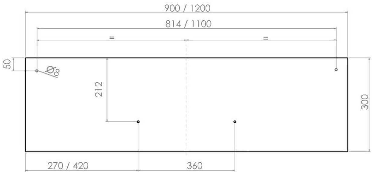 Pando P-2010 - PLANTILLA / MOLDE DOS FUROS / GABARIT DE TROUS / HOLES TEMPLATE - 1