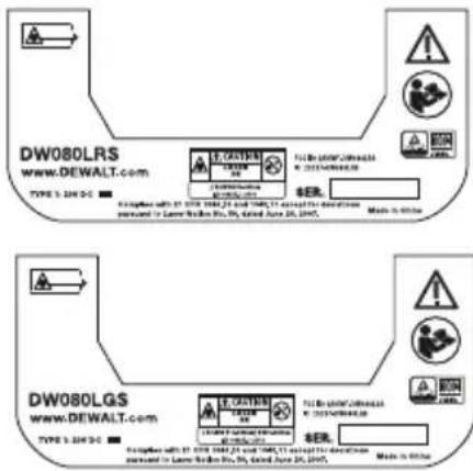 DEWALT DW080LGS - Etiquetas de Advertência - 4
