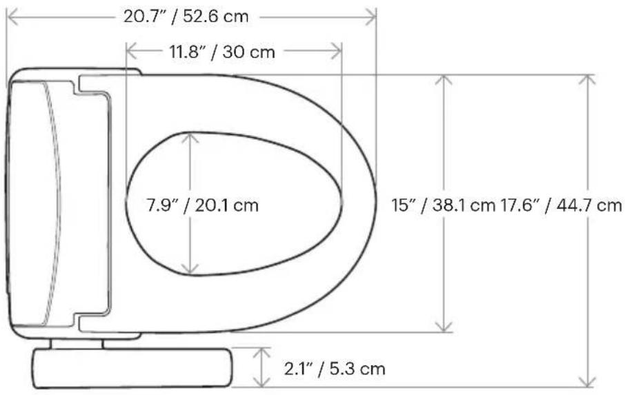 20.7" / 52.6 cm 11.8" / 30 cm 7.9" / 20.1 cm 15" / 38.1 cm 17.6" / 44.7 cm 2.1" / 5.3 cm