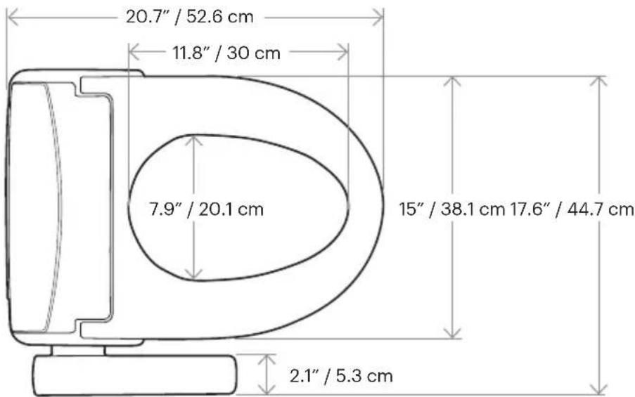 20.7" / 52.6 cm 11.8" / 30 cm 7.9" / 20.1 cm 15" / 38.1 cm 17.6" / 44.7 cm 2.1" / 5.3 cm