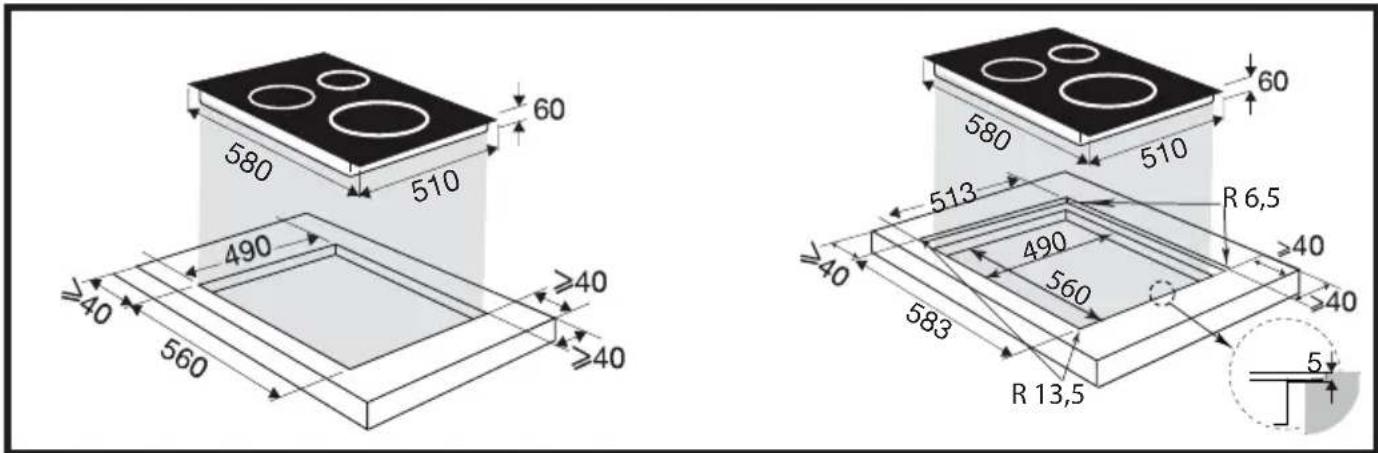 580 60 510 490 ≥40 ≥40 560 ≥40 583 R 13,5 513 490 560 ≥40 ≥40 580 510 60 R 6,5 583 R 13,5