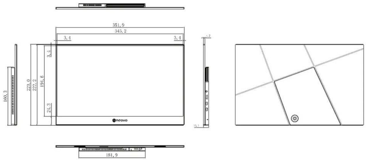 AG Neovo N1651 - Dimensions du moniteur - 1