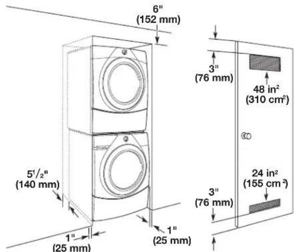 MAYTAG MED7020RF - Espacios libres para la instalación: - 2